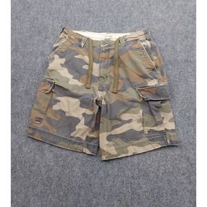 Y2K Urban Pipeline Camo Shorts Mens 36 Cargo Drawstring Baggy Outdoor Utility
